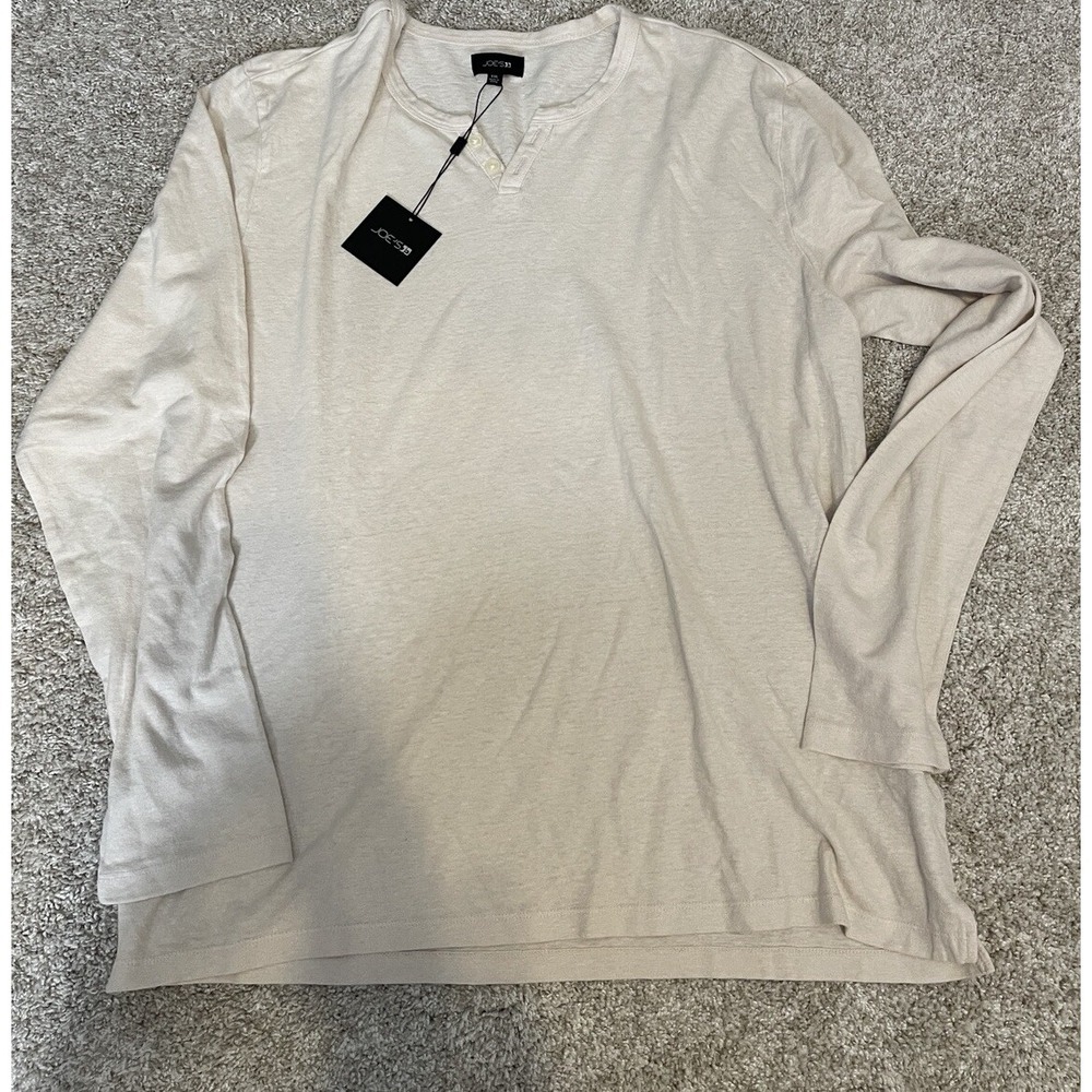 Joe's Jeans Mens Wintz Long Sleeve Henley Shirt XXL Cream